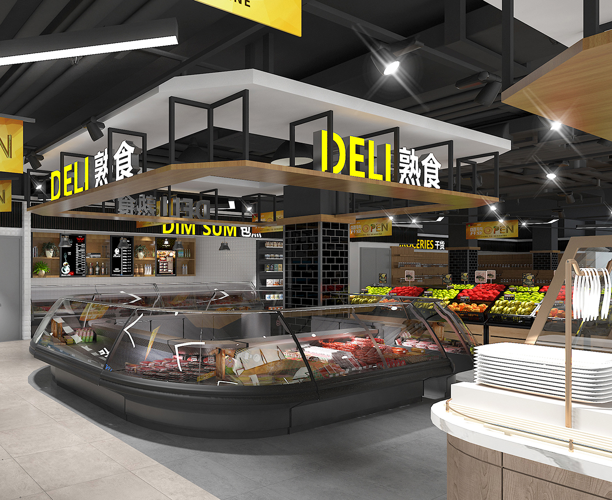 超市貨架熟食區